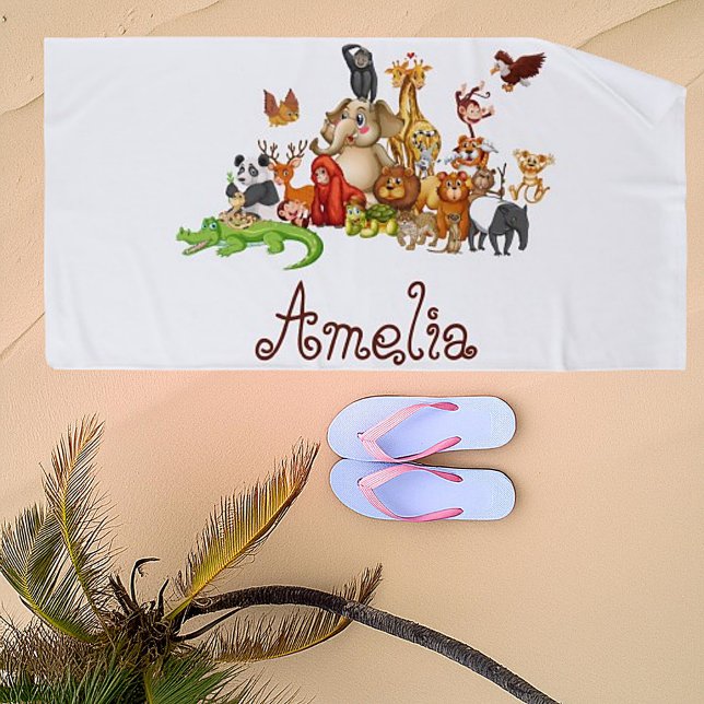 Personalised Kid's animals  Beach Towel (Creator Uploaded)