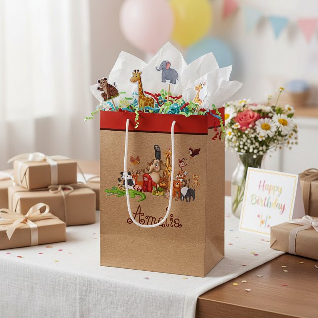 Personalised Kid's animals  Medium Gift Bag (Creator Uploaded)