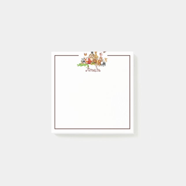 Personalised Kid's animals  Post-it Notes (Front)