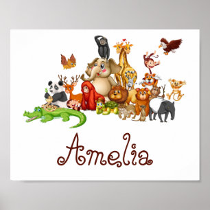Personalised Kid's animals  Poster