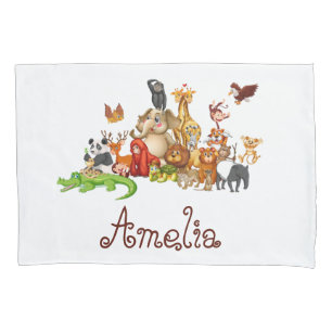 Personalised Kid's animals Square Sticker Pillowcase
