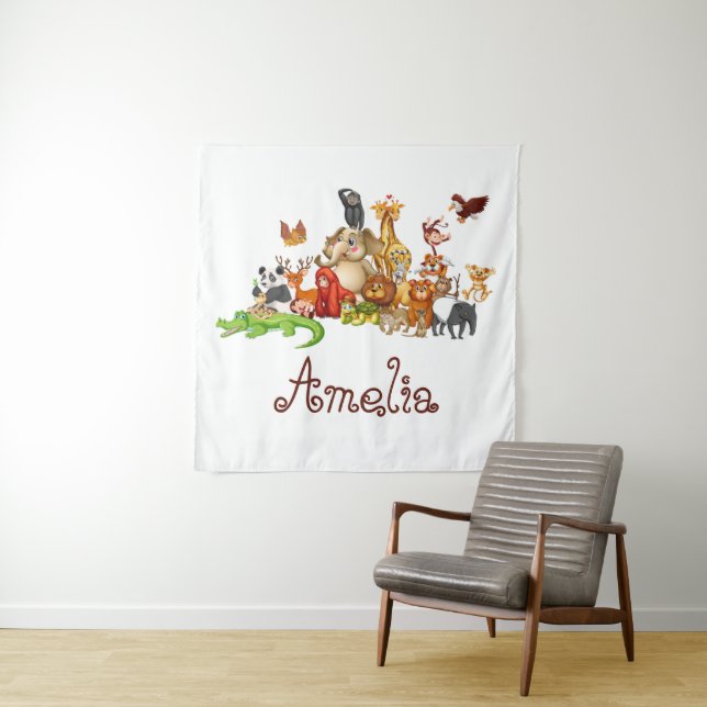 Personalised Kid's animals  Tapestry (In Situ)