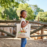 Personalised Kid's animals  Tote Bag<br><div class="desc">Cute animals for your child, edit name, text colour This adorable personalised tote bag is made from 100% natural cotton canvas and is perfect for any occasion. Whether your child is going to school, daycare, or on a playdate, this bag will make them feel special and loved. The bag features...</div>