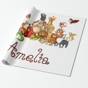 Personalised Kid's animals Wrapping Paper
