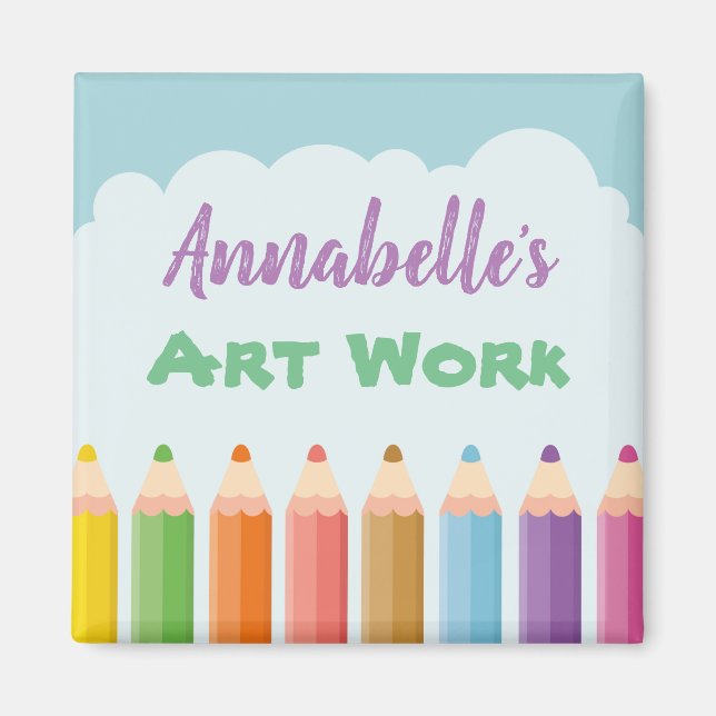 Personalised Kid's Art Pencils Magnet (Front)