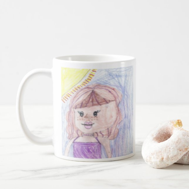 Personalised Kid's Art Photo on this Coffee Mug (With Donut)