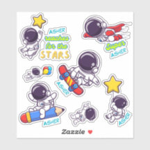 Personalised Kids Astronaut Name Label Stickers