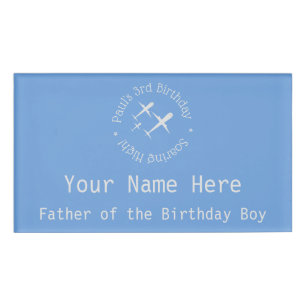 Personalised Kid's Birthday Aeroplanes Blue Guest Name Tag