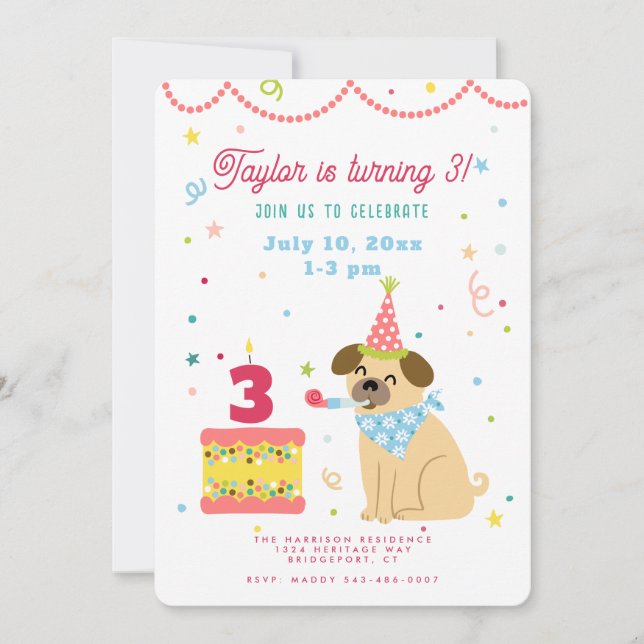 Personalised Kids Birthday cherry Invitation (Front)