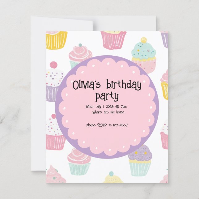 personalised kids birthday cupcake design (Front)