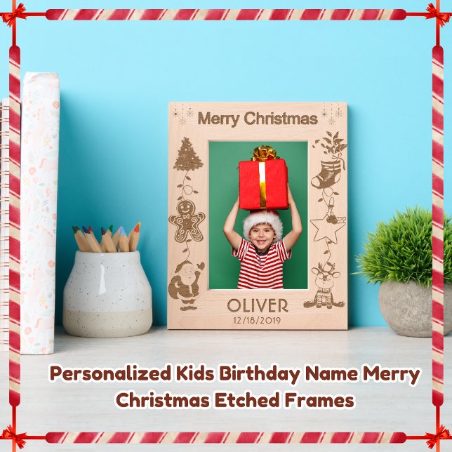 Personalised Kids Birthday Name Merry Christmas  Etched Frames (Creator Uploaded)