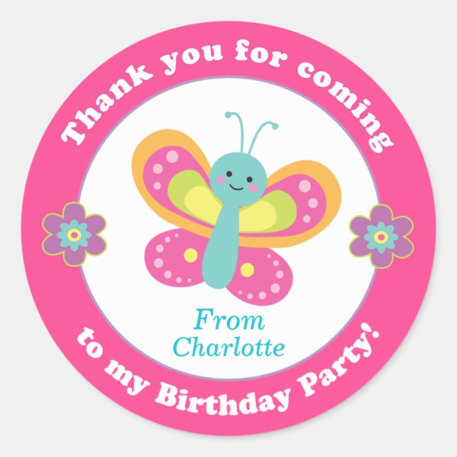 Personalised kids birthday party sticker stickers (Front)