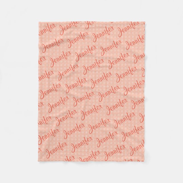 Personalised Kid's Blanket in Light  Coral Pink (Front)