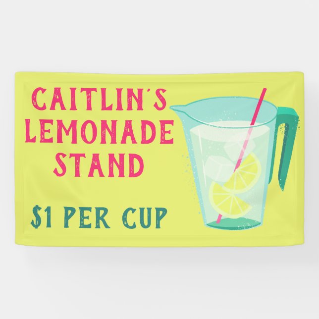 Personalised Kids Bright Lemonade Stand Banner (Horizontal)
