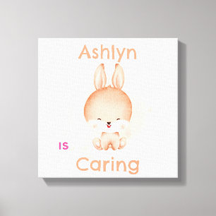 Personalised Kids Bunny Art   Nursery Deco Canvas Print