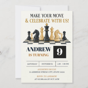 Personalised Kids Chess Birthday party Invitation