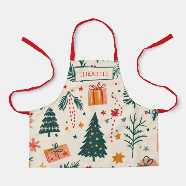 Personalised Kids Christmas Baking  Apron (Front)