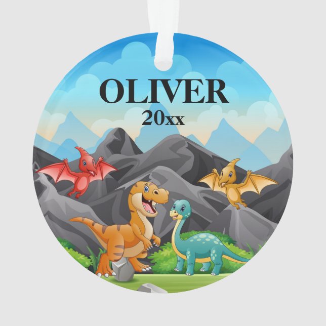 Personalised Kids Christmas Ornament Dinosaur (Back)