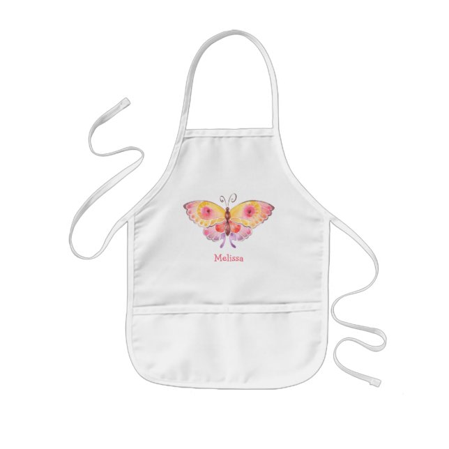 Personalised Kids Cute Butterfly Monogram Kids Apron (Front)