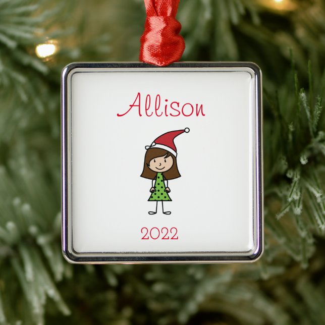 Personalised Kids Cute Christmas Holiday Metal Tree Decoration (Tree)