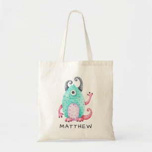 Personalised Kids Cute Monster Tote Bag
