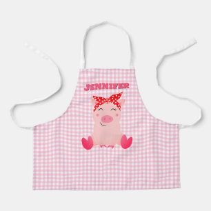 Personalised Kids Cute Pig All Over Print Apron