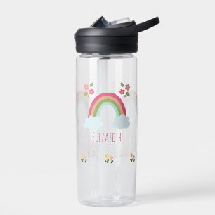 Personalised Kids Cute rainbow girl pink school Water Bottle