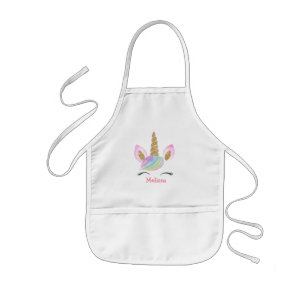 Personalised Kids Cute Unicorn Rainbow Monogram Apron