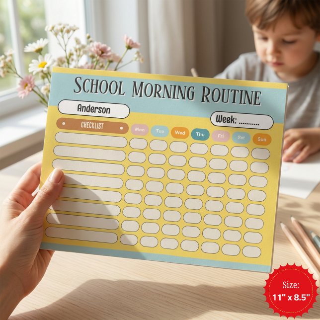 Personalised Kids Daily Routine Checklist Colourfu Notepad (Personalized Kids Daily Routine Checklist Colorful Notepad)