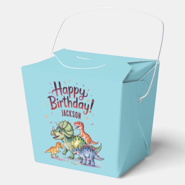 Personalised Kids Dinosaur Birthday  Favour Box (Front)