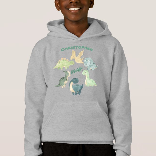 Personalised Kid's Dinosaur Roar Grey (Front)