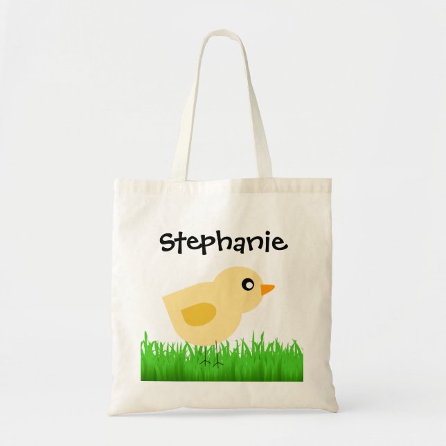 Personalised Kid's Easter Egg Hunt Cute Chick Tote Bag (Front)
