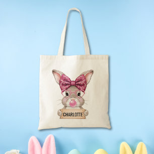 Personalised Kids Easter Tote Bag with Bunny 