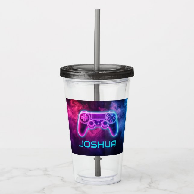 Personalised Kids Gaming Controller Acrylic Tumbler (Front)