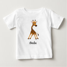 Personalised Kids Giraffe Girls Baby T-Shirt