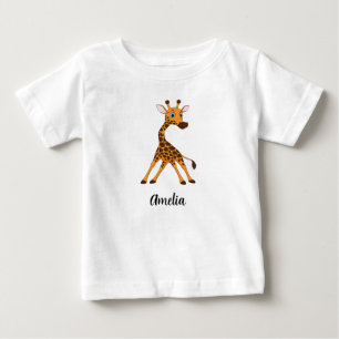 Personalised Kids Giraffe Girls Baby T-Shirt