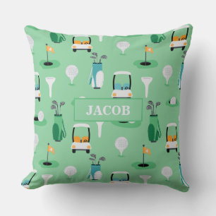 Personalised Kids Golfer Golfcart Golfing Sporty Cushion