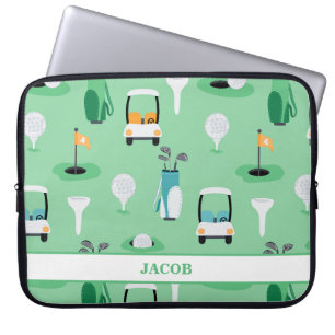 Personalised Kids Golfer Golfcart Golfing Sporty Laptop Sleeve