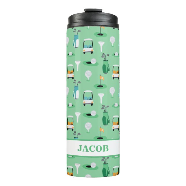 Personalised Kids Golfer Golfcart Golfing Sporty Thermal Tumbler (Front)