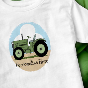 Personalised Kids Green Farm Tractor Toddler T-Shirt