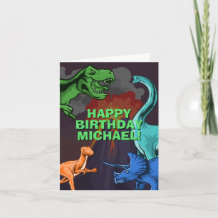 Personalised Kids Jurassic Dino Dinosaur Birthday Card