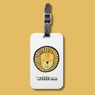 Personalised Kids Lion Jungle Animal Name Luggage Tag