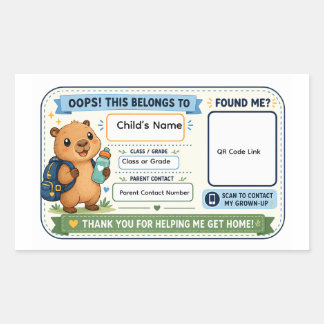 Personalised Kids Lost and Found QR Code Sticker