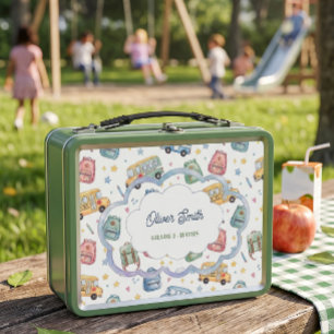 Personalised Kids Lunch Box, Name & Grade Metal Lunch Box
