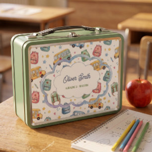 Personalised Kids Lunch Box, Name & Grade Metal Lunch Box