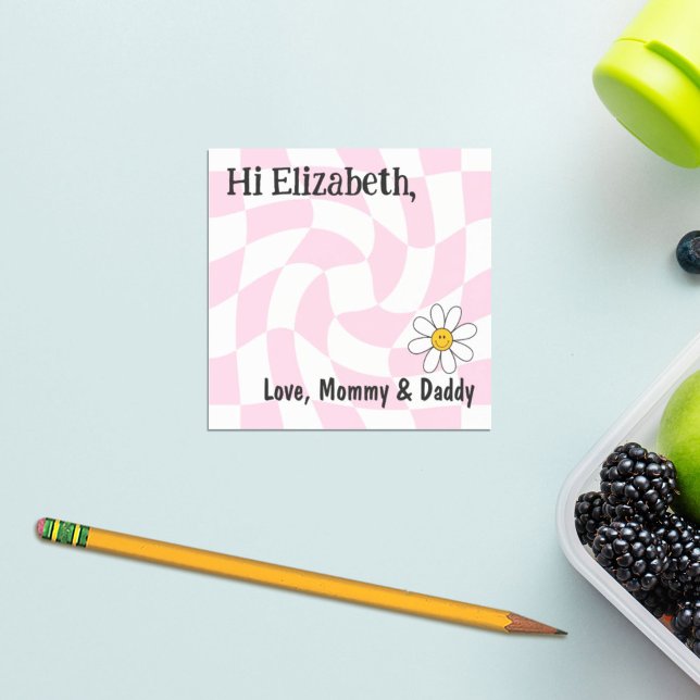 Personalised Kids Lunch Box Notes Retro Chequered (Creator Uploaded)