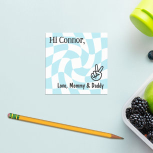 Personalised Kids Lunch Box Notes Retro Chequered