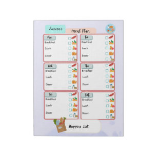 Personalised Kid's Meal Plan+Nutrition Check Box Notepad