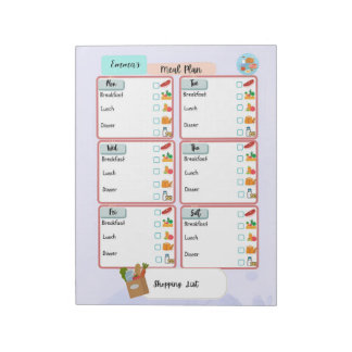 Personalised Kid's Meal Plan+Nutrition Check Box Notepad