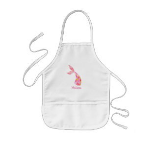 Personalised Kids Mermaid Tail Pink Monogram Apron